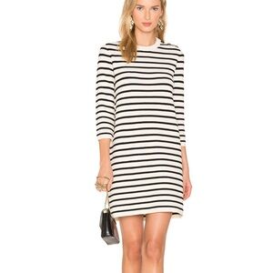 Theory Lemdrella Prosecco Striped Knit Dress Parchment and Black Petite